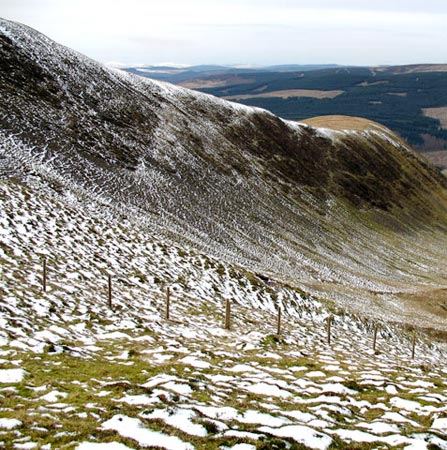 Looking at the ridge we will take from Crofthead down to Selcoth.