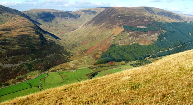 View of Carrifran Glen and the Moffat Hills from Bodesbeck Law.