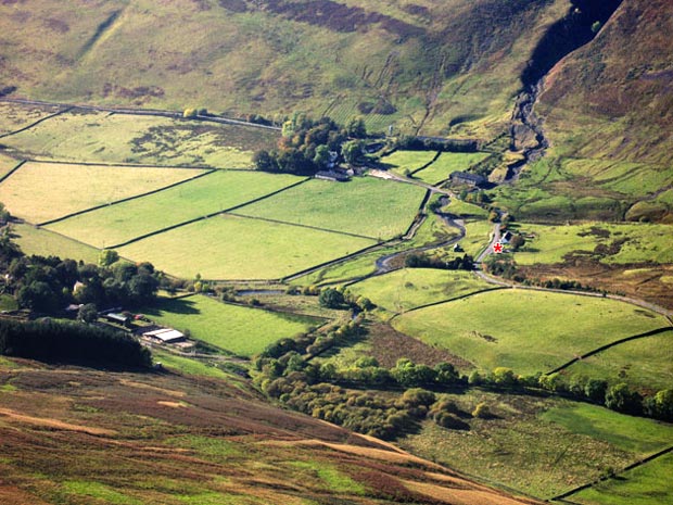 View into Moffatdale from Bodesbeck Law - showing Capplegill.