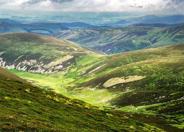 View towards the Tweed valley from Broad Law.