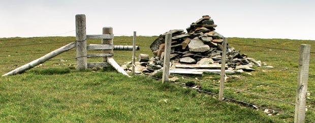 Cairn at the top of Cramalt Craig.