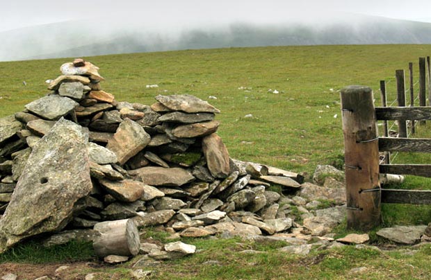 Cairn at the top of Cramalt Craig.