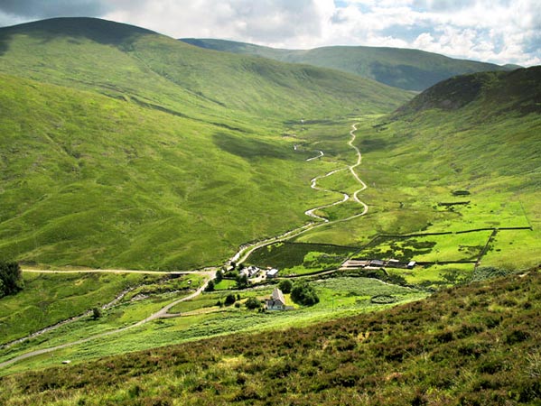 Meggethead farm and Megget Water from Craig Head.