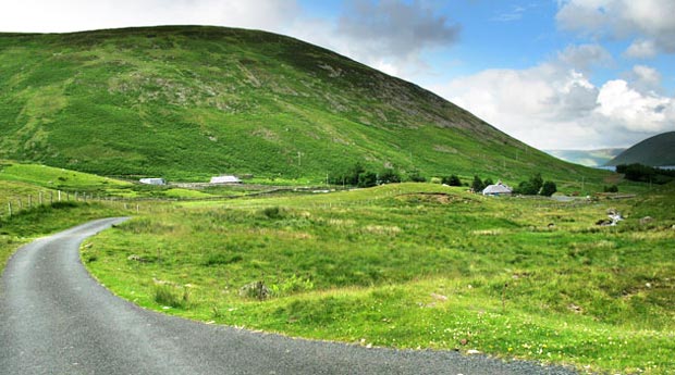 View of Craig Head and Meggethead farm from the road