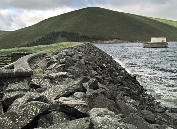 The dam at Megget reservoir.