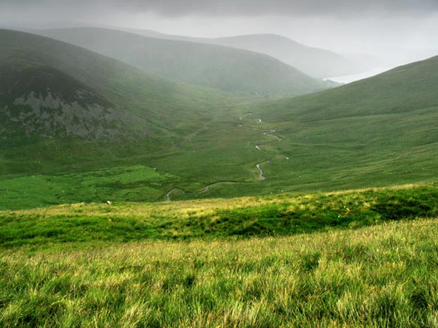 View down Megget Water towards the Megget reservoir.