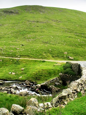 View back to Carlavin Hill showing bridge over the Talla Water.