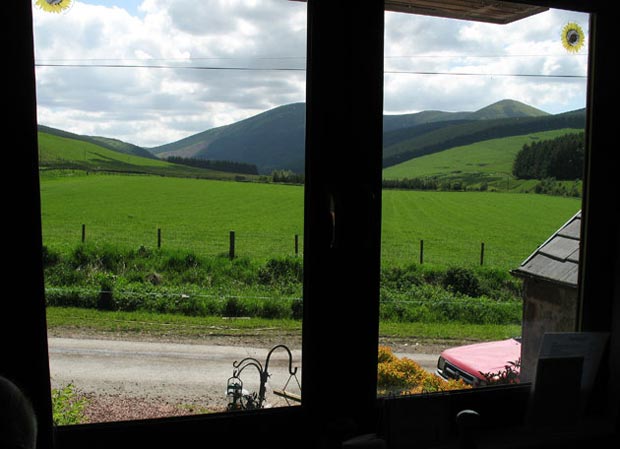 View from Glenholm Wildlife Project base to Chapelgill Hill and Cardon Hill.