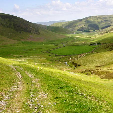 View down Glenholm while descending into the saddle between Culter Fell and Moss Law.