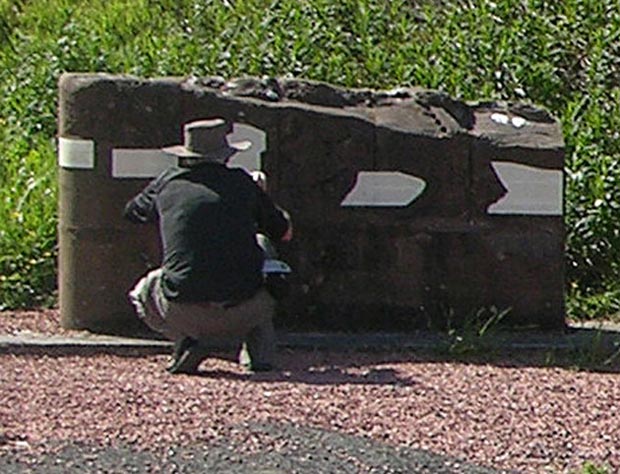 Front view of source of the river Tweed monument.