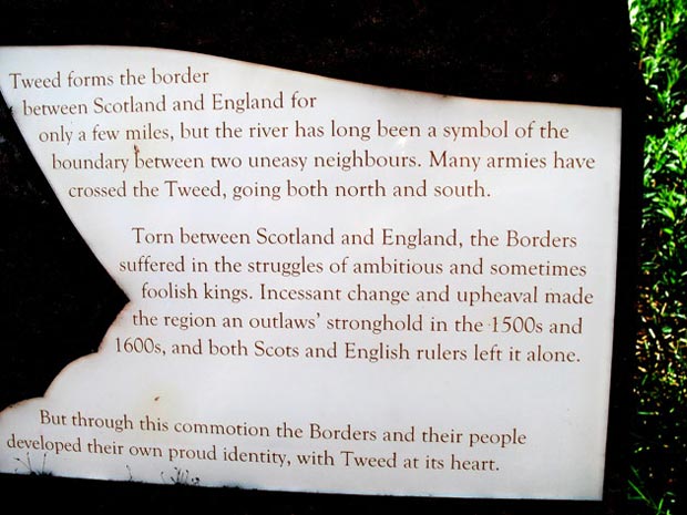 Information on the source of the river Tweed monument.