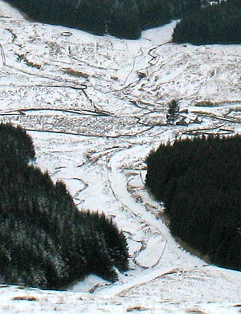 Detail showing the bothy at Over Phawhope.