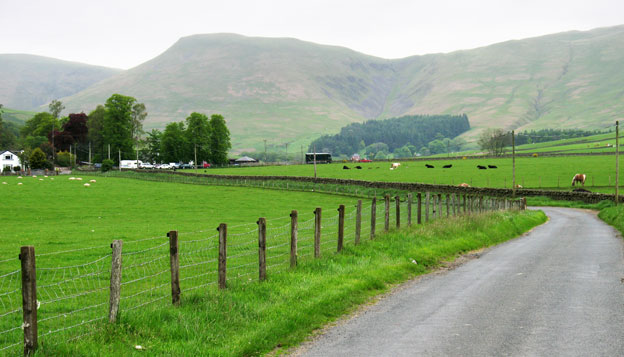 View towards the Devil's Beef Tub from the community hall.