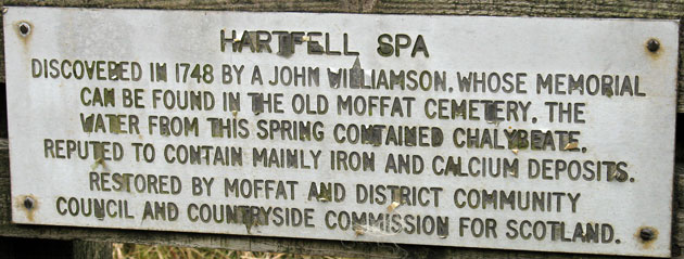 Plaque by the entrance to Hartfell Spa.