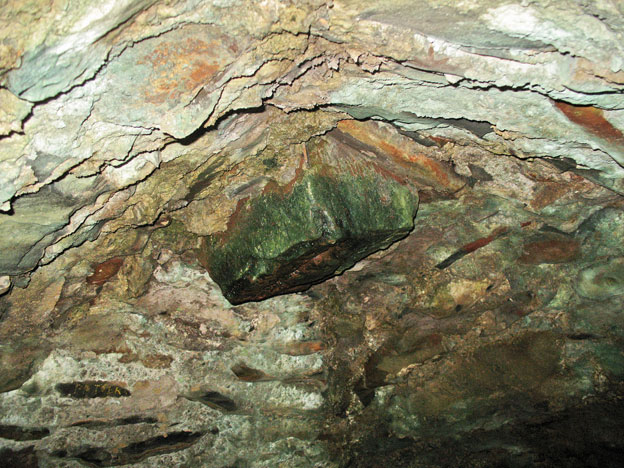 View of the plaque in the roof inside Hartfell Spa.