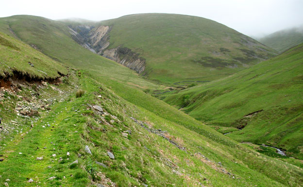 Looking back towards Hartfell Spa from the northern bank of Auchencat Burn.