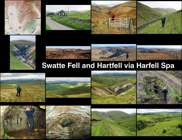 Thumbnails of a walk from near the Devil's Beef Tub to Swatte Fell and Hartfell returning by Hartfell Spa.