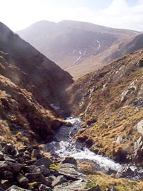 Looking across to Saddle Yoke from the waterfalls between Carrifran and Rotten Bottom