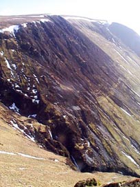 Looking back to Carrifran Gans while traversing the face of Firthope Rig