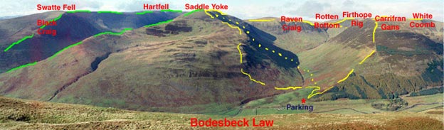 View of the Moffat hills from Bodesbeck Ridge