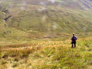 Descending from Whitehope Heights heading for Hartfell