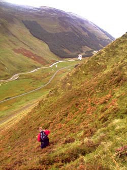 View down Moffat Dale from the steep descent south of Grey Mare's Tail