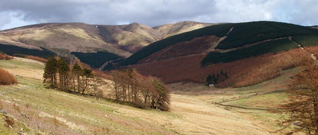 View from the vehicle track back to where we have come from Birnock Cloves