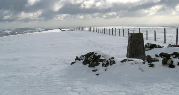 Looking south from the trig point on Hartfell along the route we will now take.