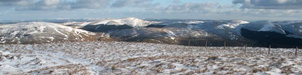 Looking south east from the top of Black Craig towards the Ettrick Hills.