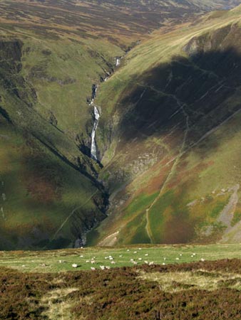 View of Grey Mare's Tail from Andrewhinney Hill in the Ettrick hills - detail.
