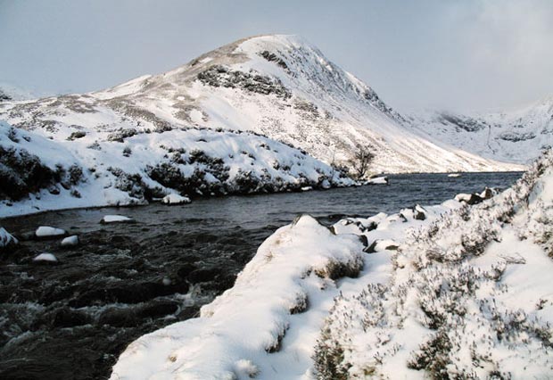 View of Mid Craig from where the Tail Burn runs out of Loch Skene.