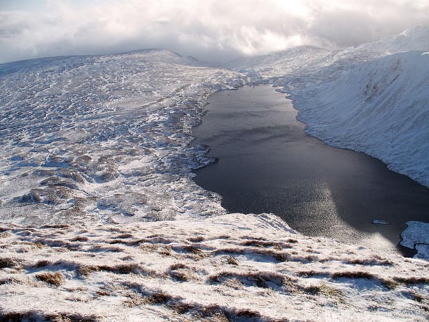 View of Loch Skene from the top of Lochcraig Head.