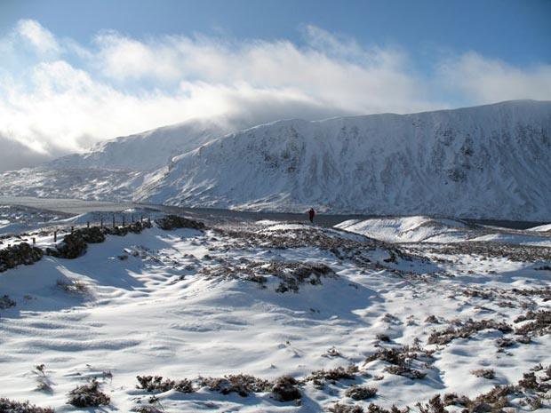 View of Loch Skene, Mid Craig and White Coomb as we start to climb Lochcraig Head.