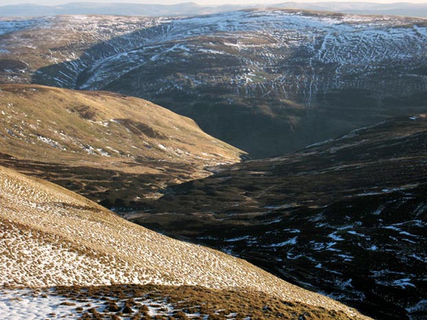 View of the Tail Burn where it runs down to the Grey Mare's Tail.