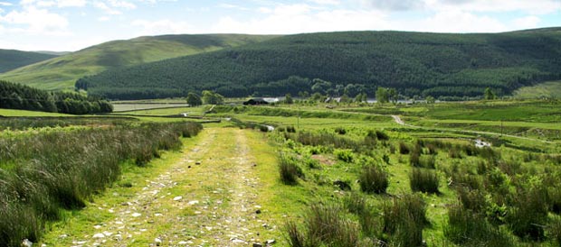 View looking back south eastward towards Kirkstead farm and St Mary's Loch.