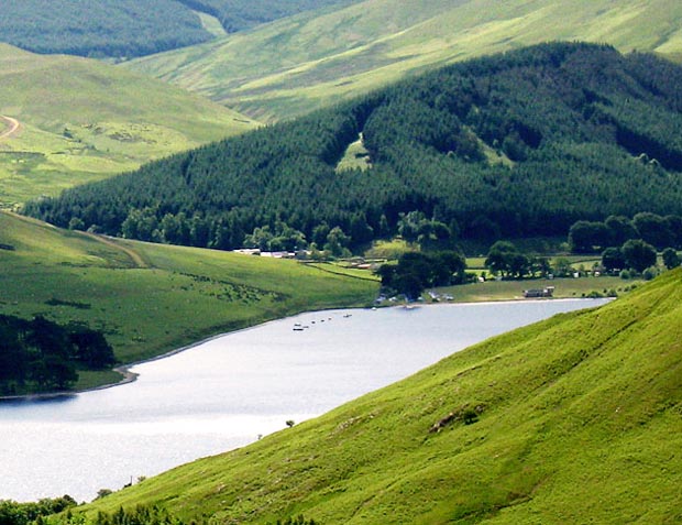 View down St Mary's Loch as we descend from Henderland Hill - detail.