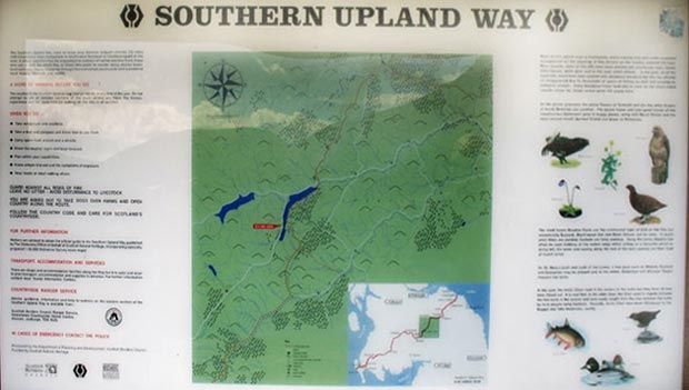 Details from the information board near Tibbie Shiels Inn about the Southern Upland Way.