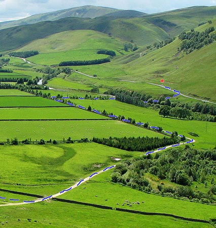 View of the Tweed valley at Stanhope. - detail showing route.