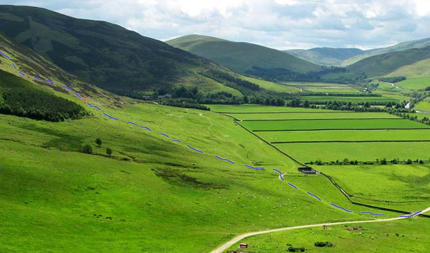 View of the Tweed valley at Stanhope. - detail showing route.