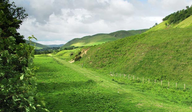 View of the track of the old railway line by the Tweed near Stanhope.