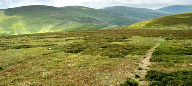 On the Thief's Road looking south to Dollar Law, Cramalt and Broad Law.