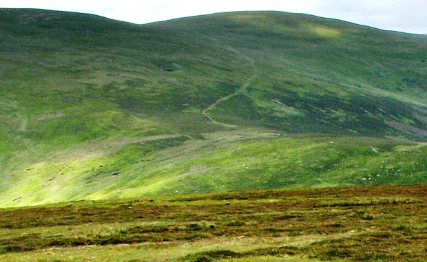 View of the Thief's Road wending it's way down from the face of Dollar Law 