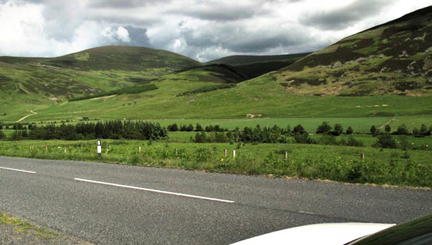 View of Drumelzier Law from where the car is parked.