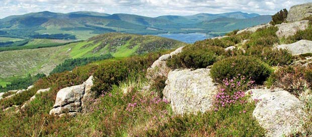 View of the Minnigaff hills with names of hills.