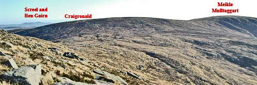 View of route ahead crossing from Craignelder towards Meikle Mulltaggart and Cairnsmore of Fleet