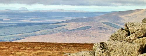 View looking north west from the cairn on Cairnsmore towards the Ailsa Craig in the Firth of Clyde