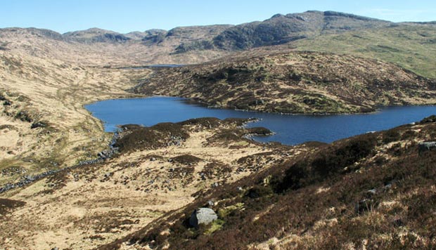 Views from the west end of the Rig of the Jarkness with names of hills and lochs