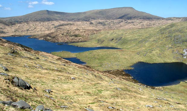 View over Loch Narroch to Loch Valley, Benyellary and the Merrick