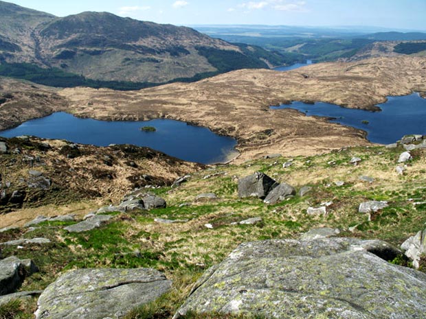 View over the Glenhead Lochs to Mulldonoch and Loch Trool from Rig of the Jarkness