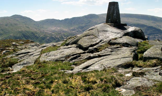 View of the trig point on the top of Craiglee